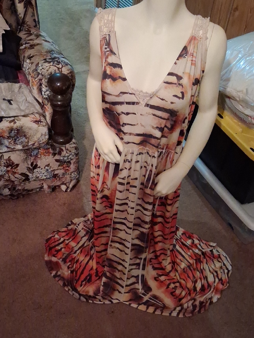 Cato Multicolor Striped Animal-Print Maxi Dress